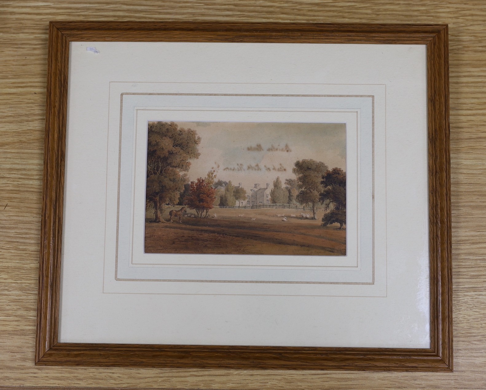 James Robert Thompson, Bainton House, Cambridgeshire, pen and watercolour, signed and inscribed on verso, 10 x 15.25cm